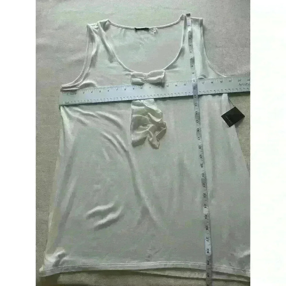 NWT Tahari Knit Jersey Sleeveless Tank Top With Ruffle Antique White Size XL New - Picture 7 of 7